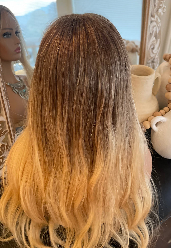 Full Lace Toppers                           Blonde Balayage                              8x8” Base - Mini Wig