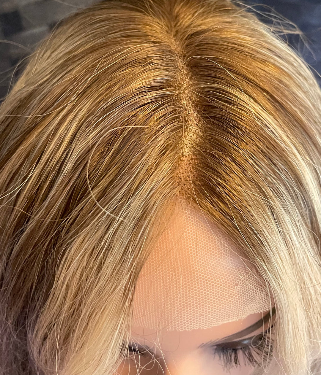 LACE-TOP WIG - Dimensional Light Brown/Light Blonde with Shadow Roots - 100% Luxury European Hair