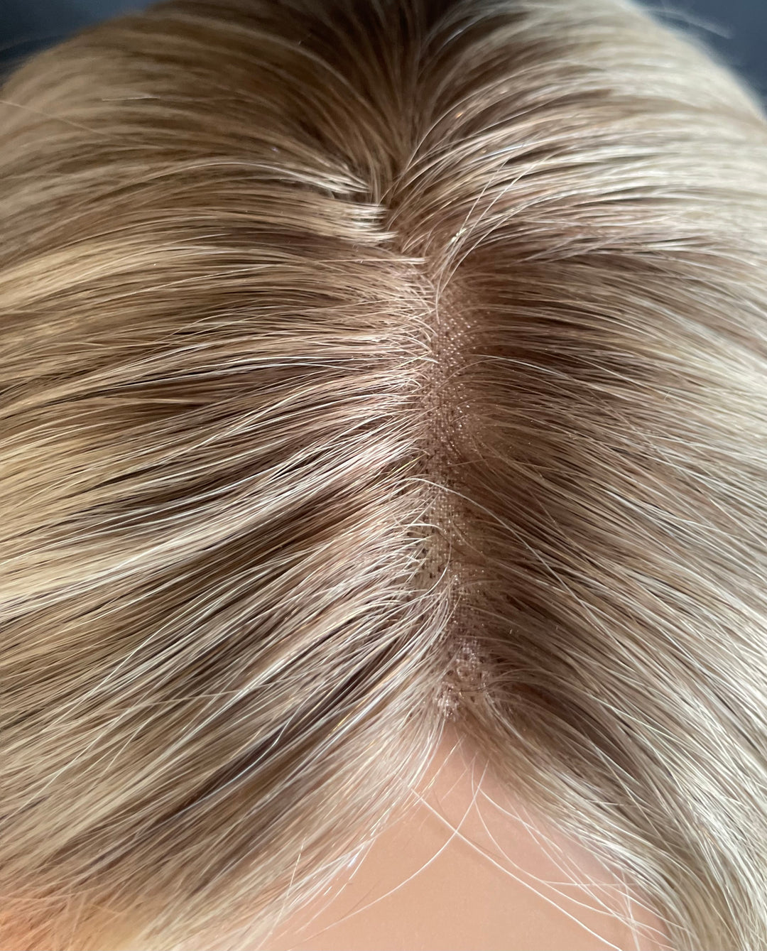 Full Volume Mono Base Topper - 7.5”x8” Base - 14” - Dimensional Blonde with Shadow Roots