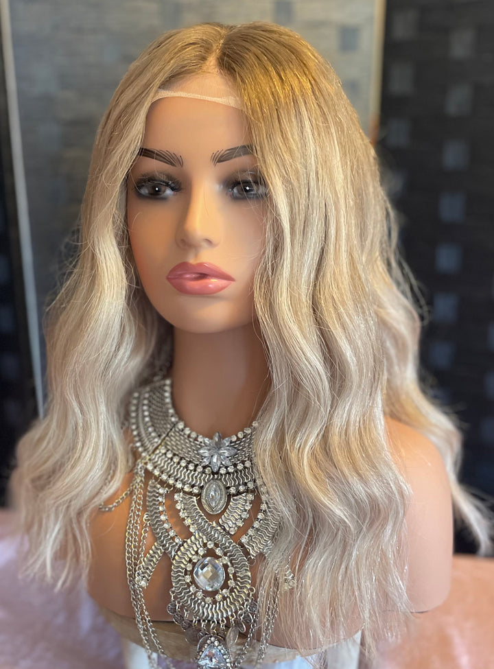 Platinum Blonde European Lace Top Wig - 16”
