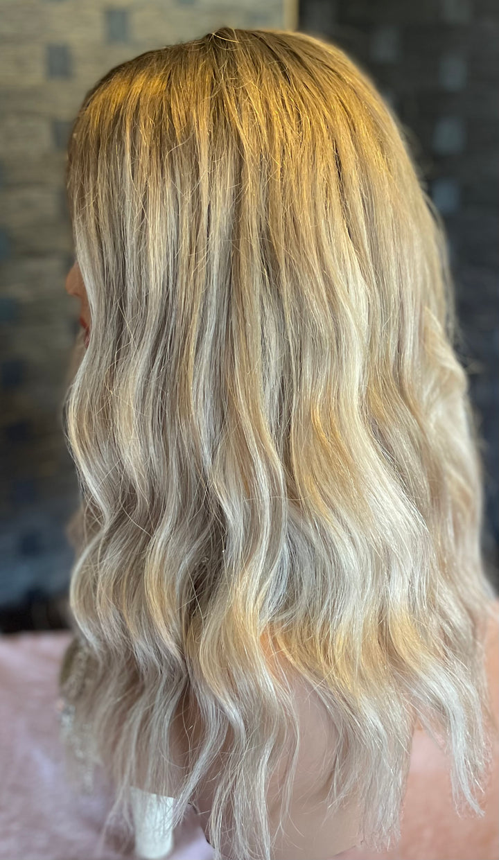 Platinum Blonde European Lace Top Wig - 16”