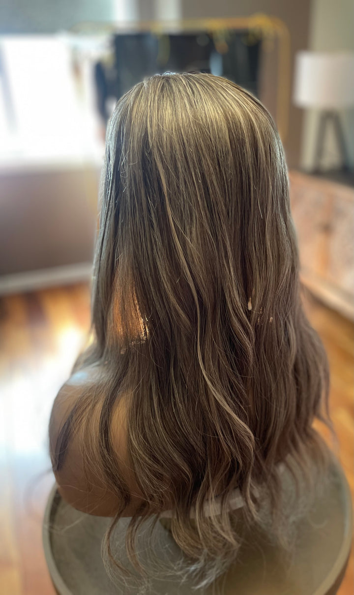 Lace Front with Mono Top Topper - Dimensional Ash Blonde/Dark Blonde Colour