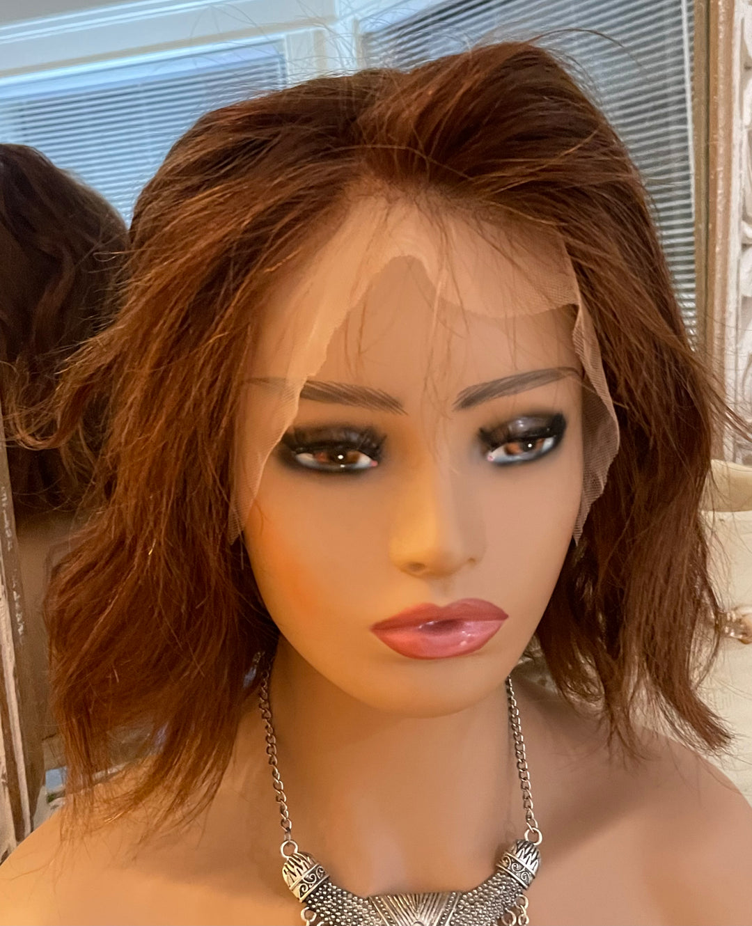 Cute Auburn Bob Style Lace Front Wig