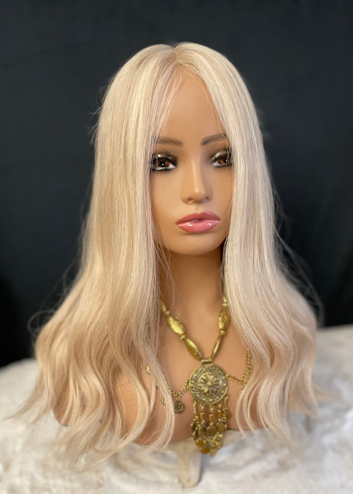 Silk Base Topper 6.5”x7” - Luxury European Hair - Full Volume - #60/Beige Blonde Dimensional Colour