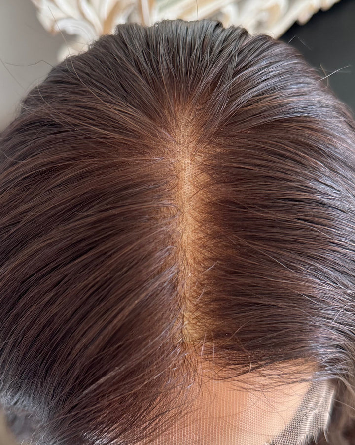 Luxury HD Lace Front European Human Hair Wig - Warm Auburn Brown