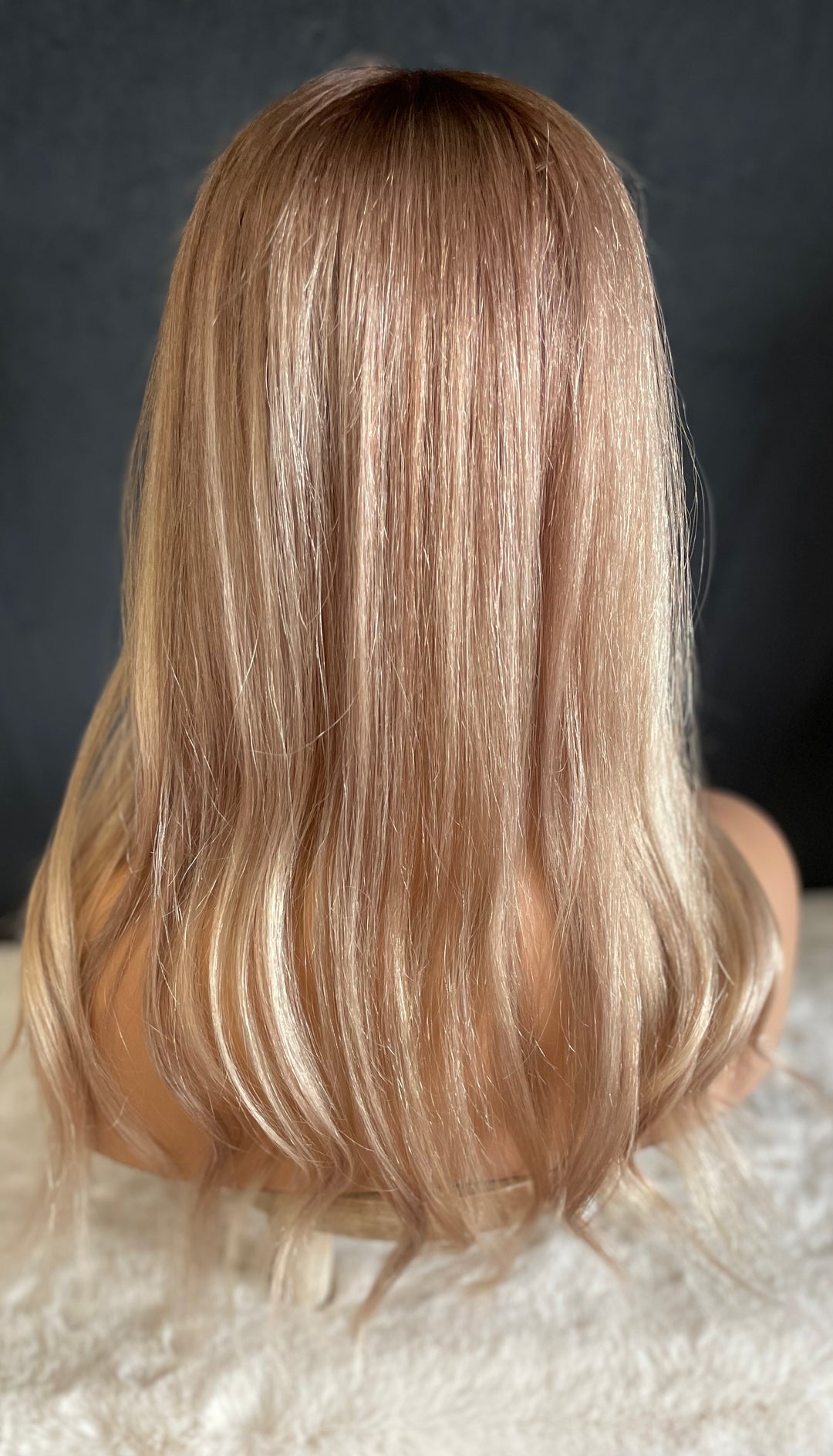 Beautiful Mono Base Topper - 6x6” Base - 22” - Rooted Dimensional Blonde