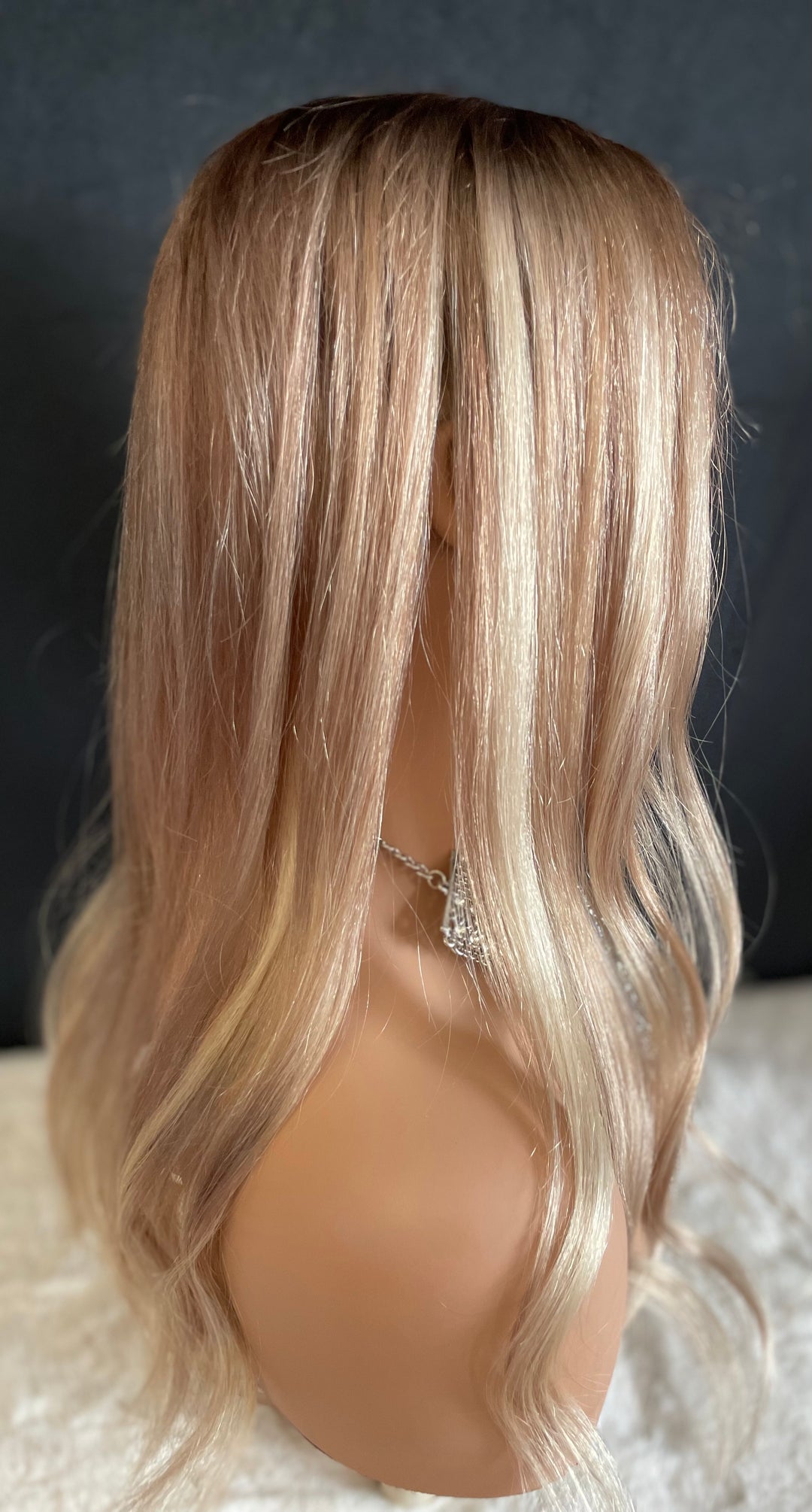 Beautiful Mono Base Topper - 6x6” Base - 22” - Rooted Dimensional Blonde