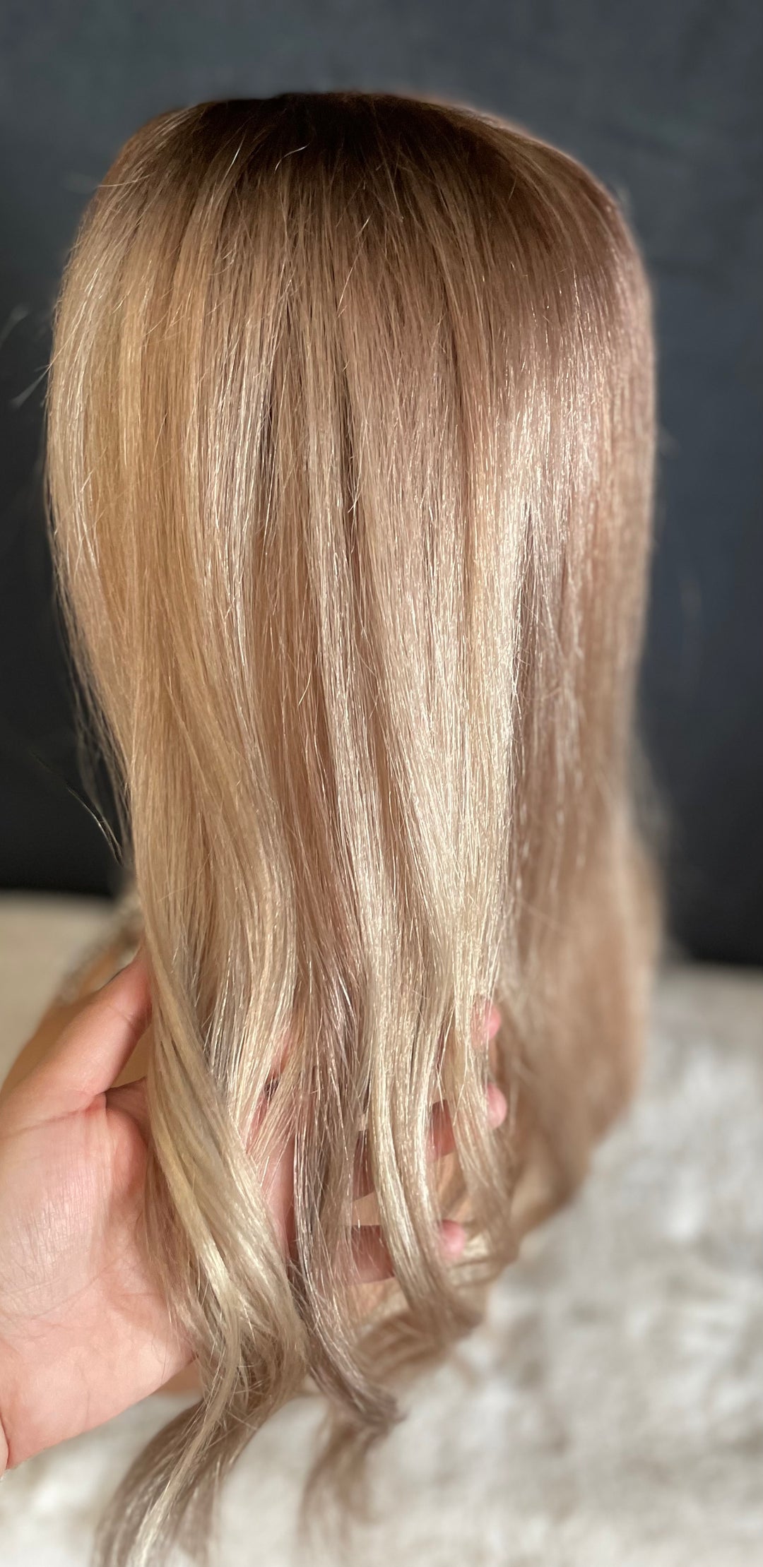 Beautiful Mono Base Topper - 6x6” Base - 22” - Rooted Dimensional Blonde