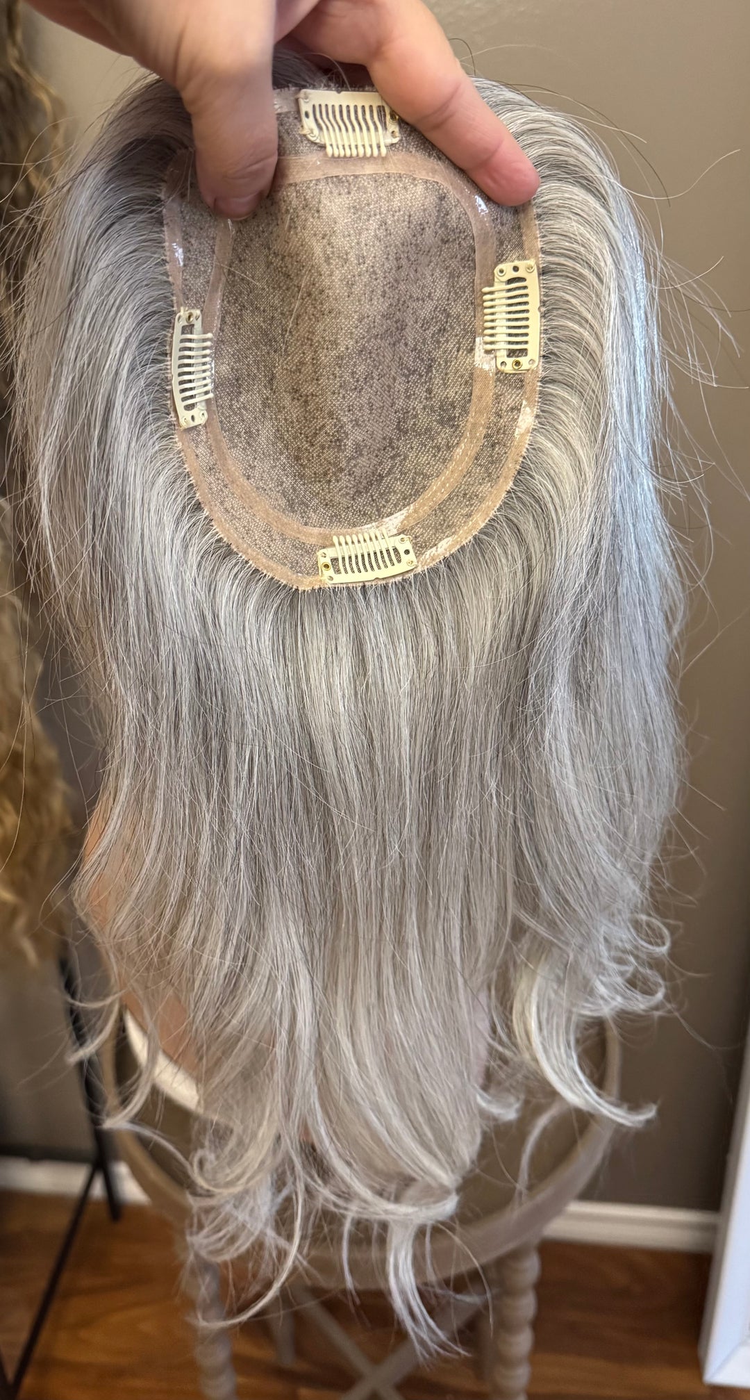 Full Volume Hair Topper - Salt and Pepper Shade - 5x6.5" Mono Base - European Hair