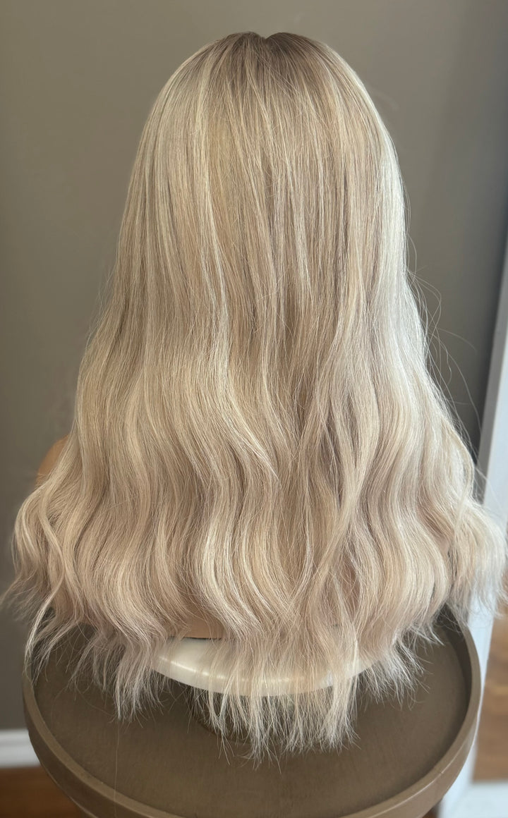 Silk Base Topper - Dimensional Cool Blonde with Shadow Root - European Hair