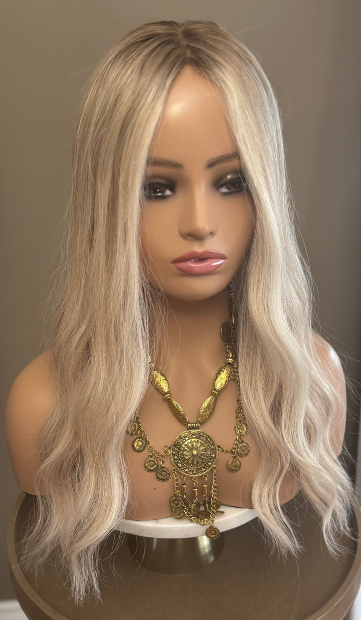 Silk Base Topper - Dimensional Cool Blonde with Shadow Root - European Hair