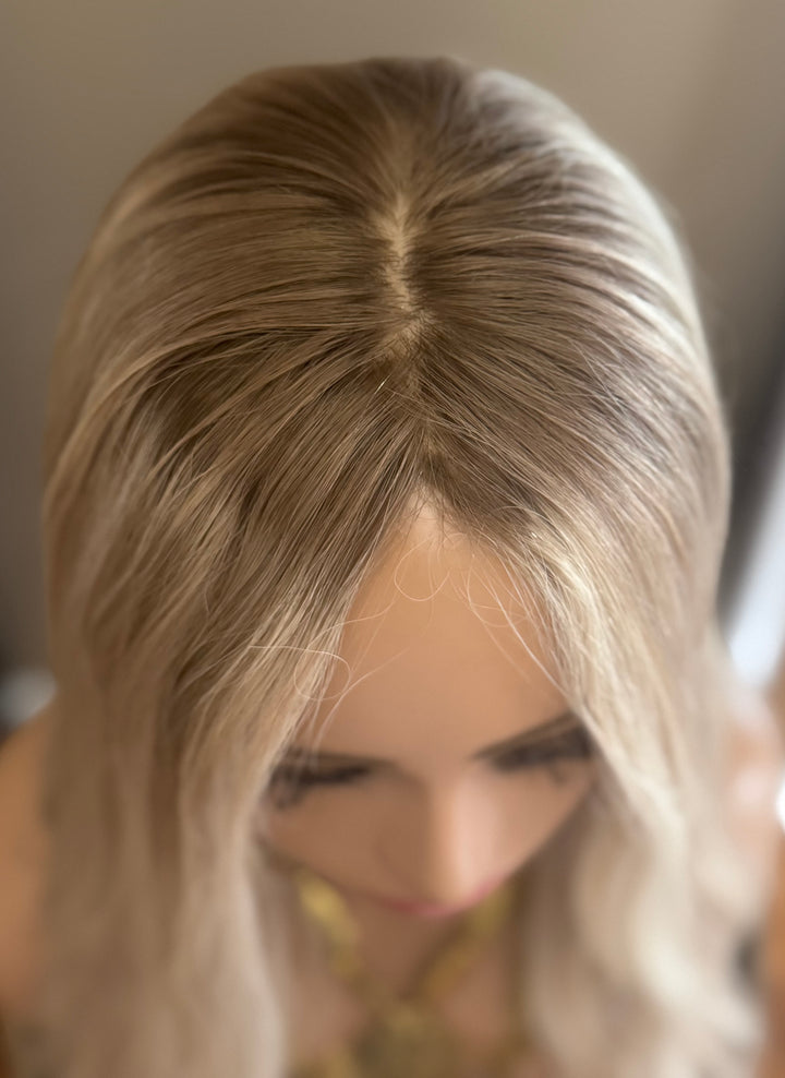 Silk Base Topper - Dimensional Cool Blonde with Shadow Root - European Hair