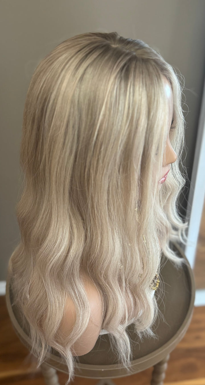 Silk Base Topper - Dimensional Cool Blonde with Shadow Root - European Hair