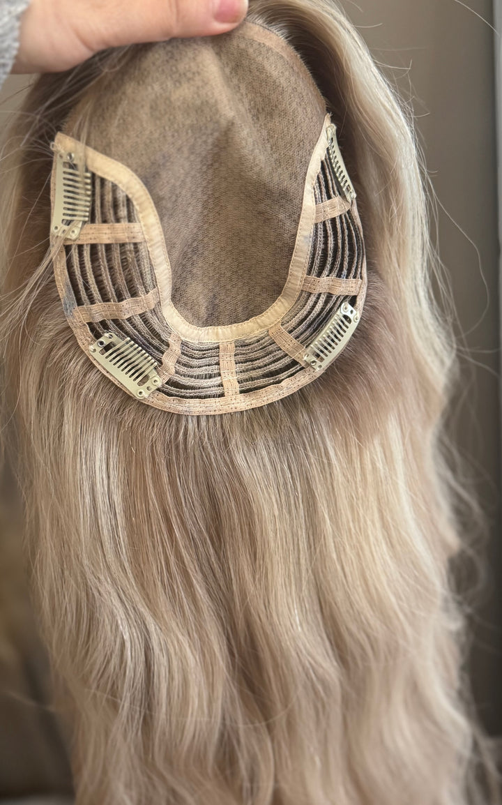 Silk Base Topper - Dimensional Cool Blonde with Shadow Root - European Hair