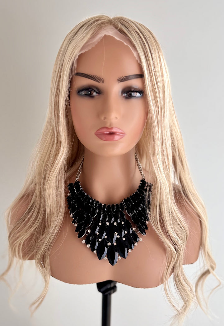 Lace Top with Wefts Topper - Honey Blonde Tones - 8" x 8" Base - 26"