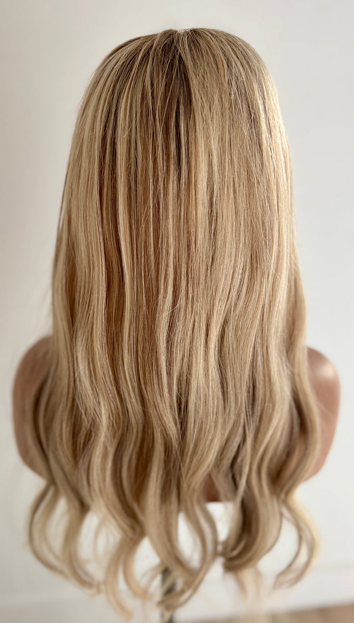 Lace Top with Wefts Topper - Honey Blonde Tones - 8" x 8" Base - 26"