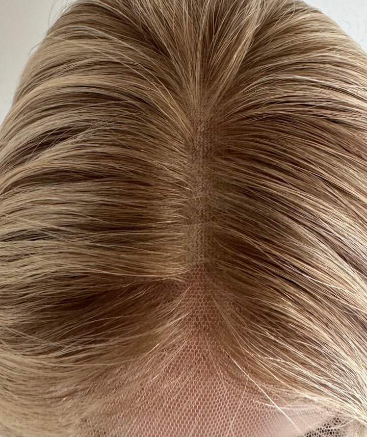 Lace Top with Wefts Topper - Honey Blonde Tones - 8" x 8" Base - 26"