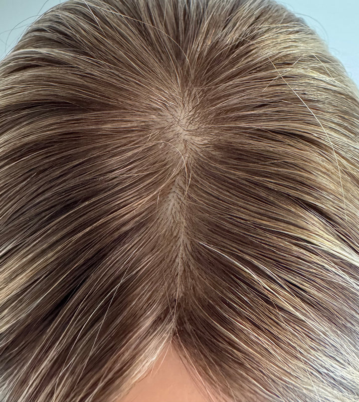 Silk Base with Open Weft Topper - Cool Dimensional Blonde/Brown Mix - 6.5" x 7" Base - !4"