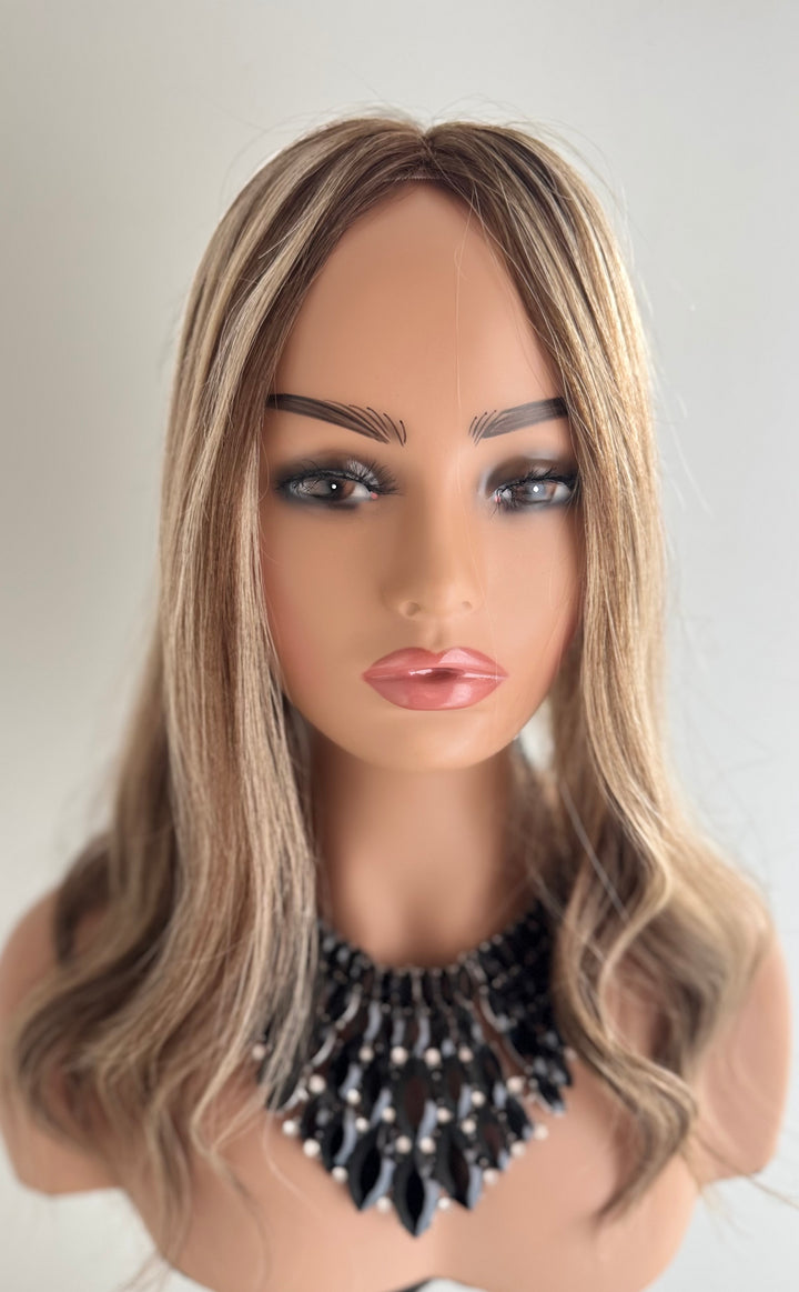 Silk Base with Open Weft Topper - Cool Dimensional Blonde/Brown Mix - 6.5" x 7" Base - !4"