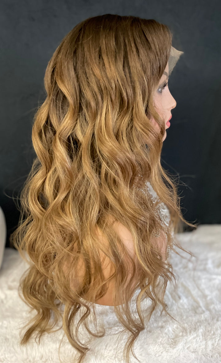 NADIA - Dark Blonde with Medium Brown Roots - HD Lace Wig – 100% Human Hair, Natural Hairline
