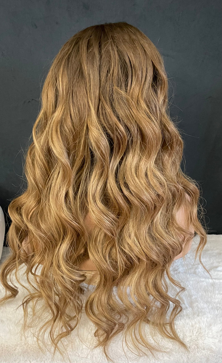NADIA - Dark Blonde with Medium Brown Roots - HD Lace Wig – 100% Human Hair, Natural Hairline