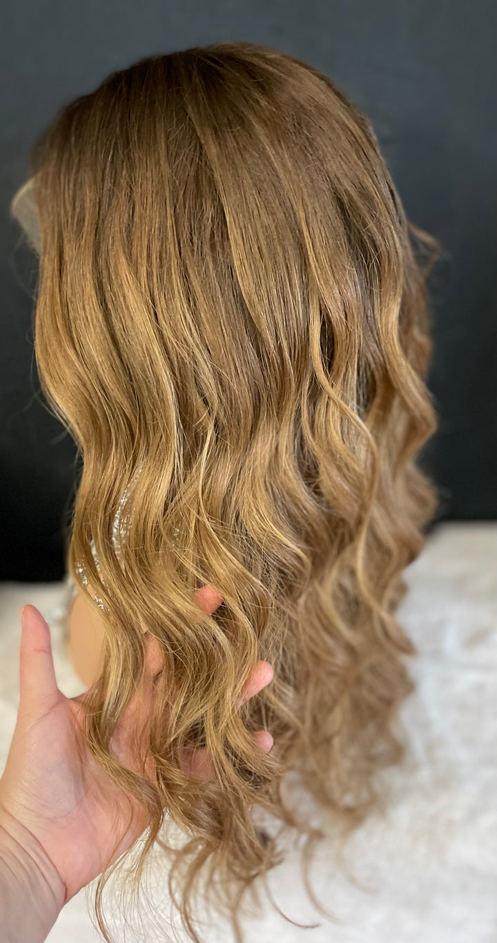 NADIA - Dark Blonde with Medium Brown Roots - HD Lace Wig – 100% Human Hair, Natural Hairline