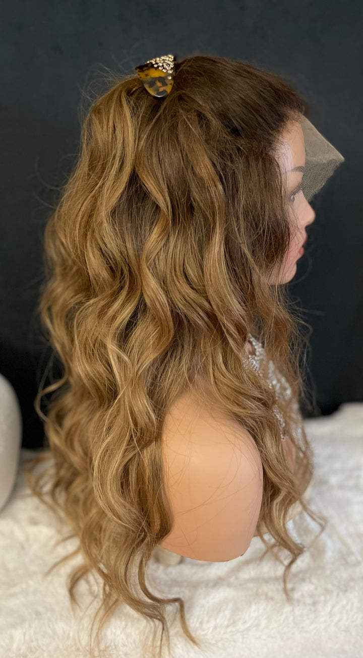 NADIA - Dark Blonde with Medium Brown Roots - HD Lace Wig – 100% Human Hair, Natural Hairline