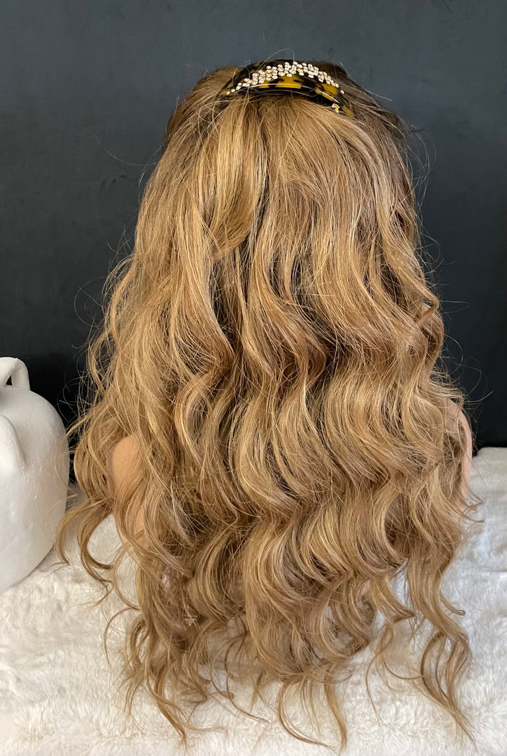 NADIA - Dark Blonde with Medium Brown Roots - HD Lace Wig – 100% Human Hair, Natural Hairline