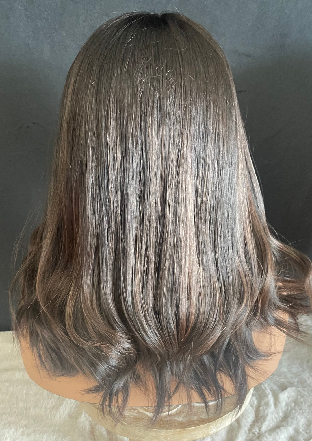 LACE-TOP WIG - Dark Brown with Subtle Highlights - 100% Luxury European Hair