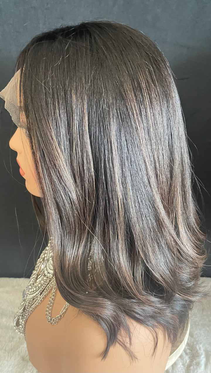 LACE-TOP WIG - Dark Brown with Subtle Highlights - 100% Luxury European Hair