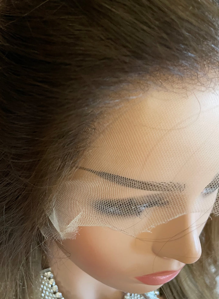 NADIA - Dark Blonde with Medium Brown Roots - HD Lace Wig – 100% Human Hair, Natural Hairline
