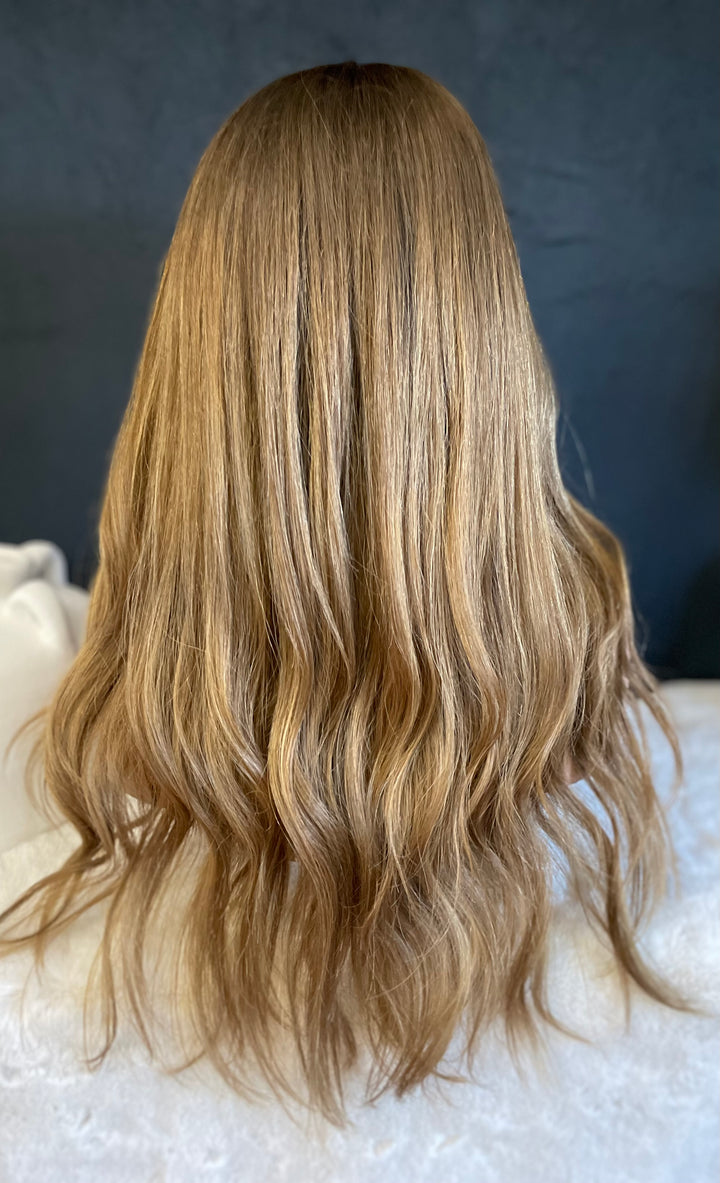 NADIA - Dark Blonde with Medium Brown Roots - HD Lace Wig – 100% Human Hair, Natural Hairline