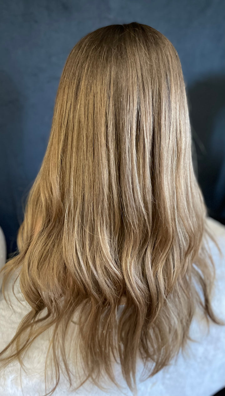 NADIA - Dark Blonde with Medium Brown Roots - HD Lace Wig – 100% Human Hair, Natural Hairline