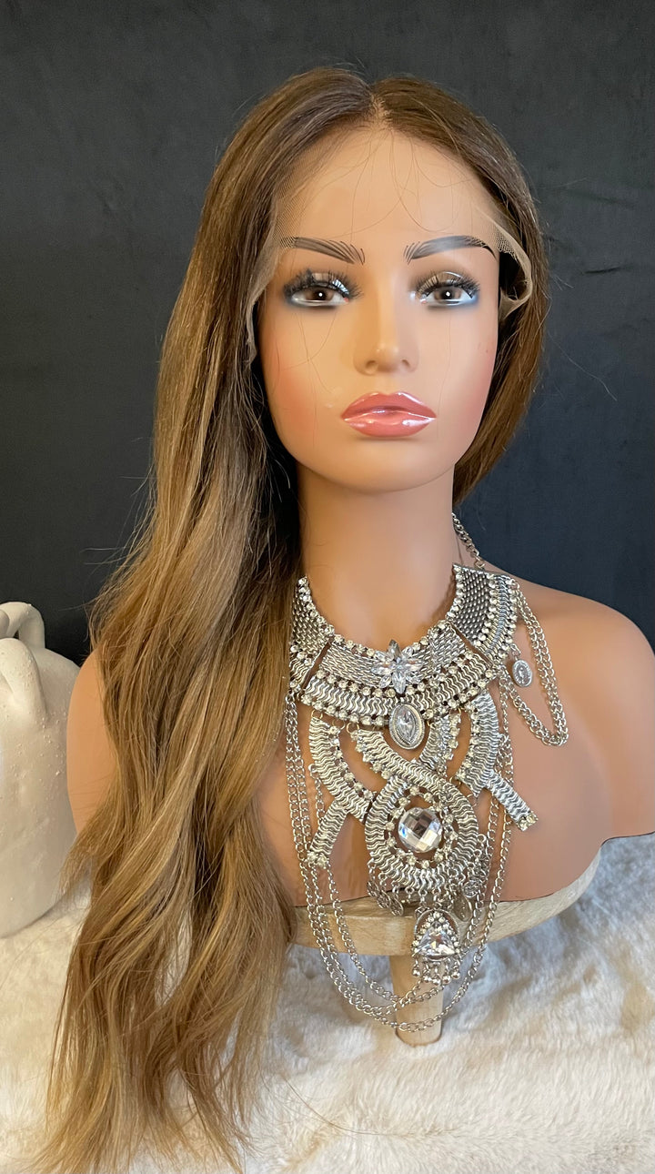 NADIA - Dark Blonde with Medium Brown Roots - HD Lace Wig – 100% Human Hair, Natural Hairline