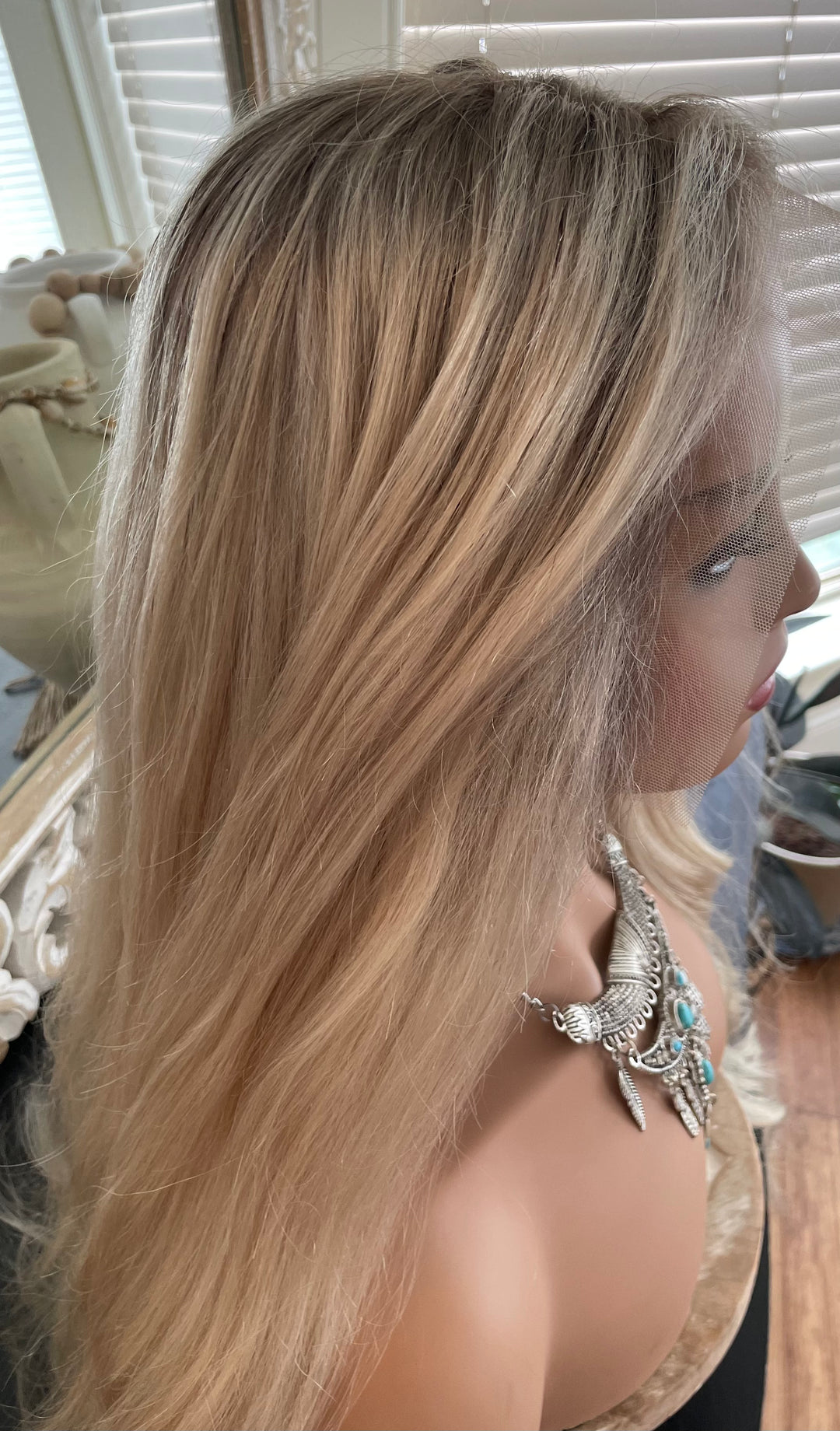 BONITA - Platinum Blonde Wig with Shadow Roots - HD Lace Wig – 100% Human Hair, Natural Hairline