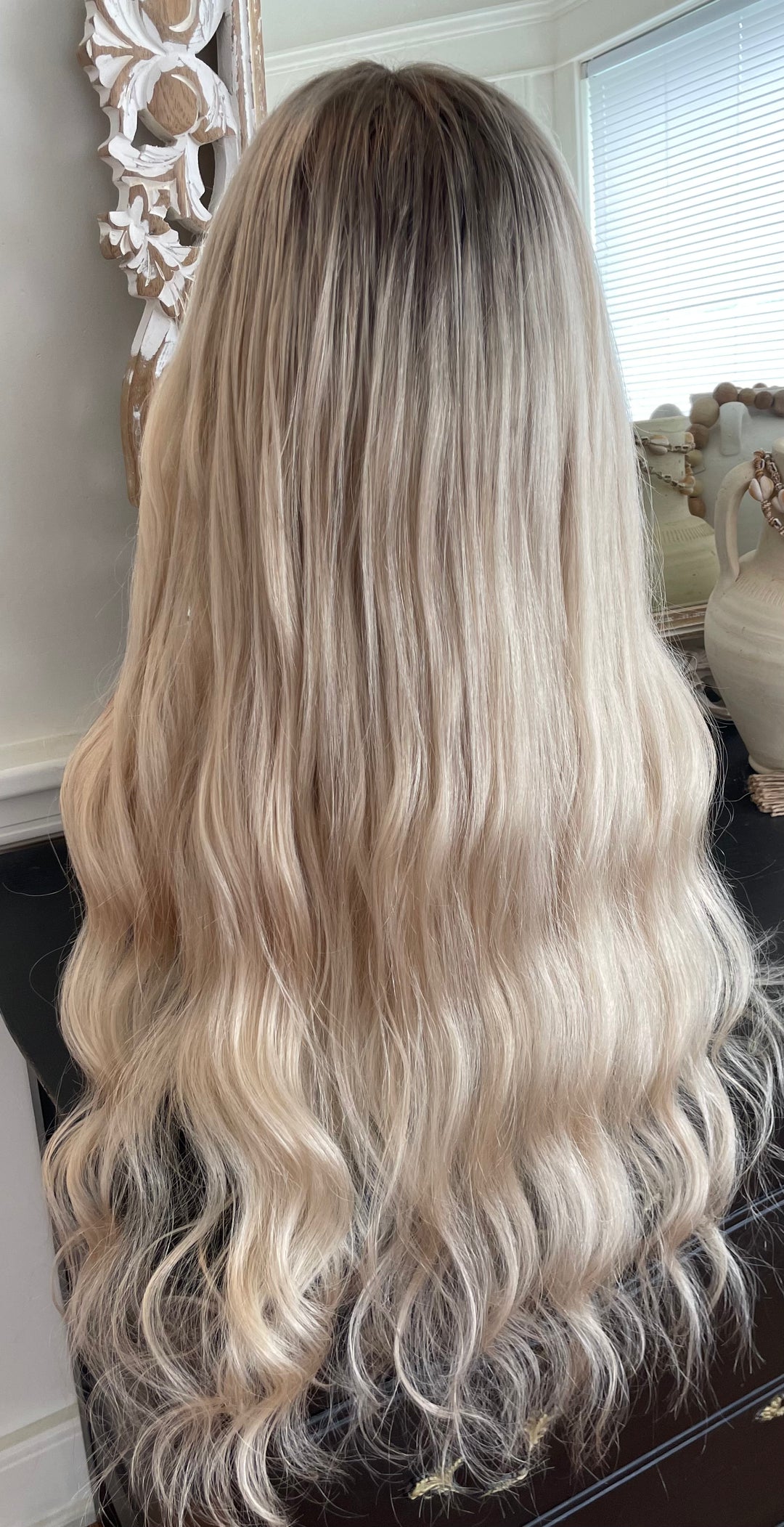 BONITA - Platinum Blonde Wig with Shadow Roots - HD Lace Wig – 100% Human Hair, Natural Hairline