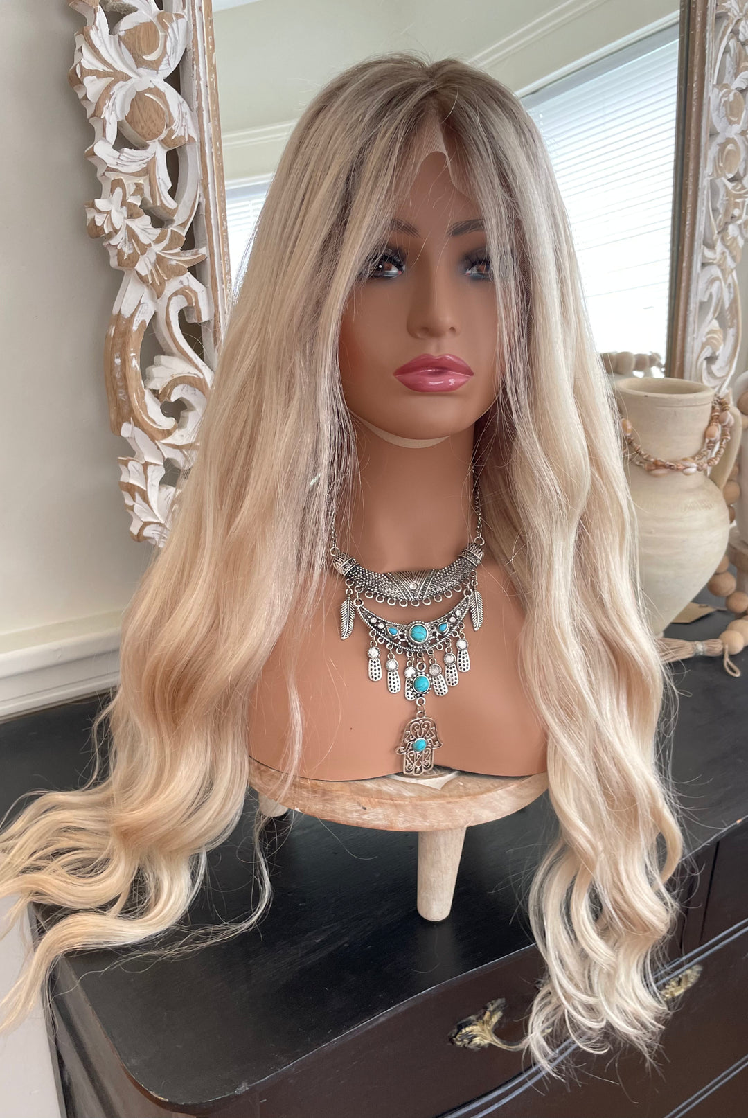 BONITA - Platinum Blonde Wig with Shadow Roots - HD Lace Wig – 100% Human Hair, Natural Hairline