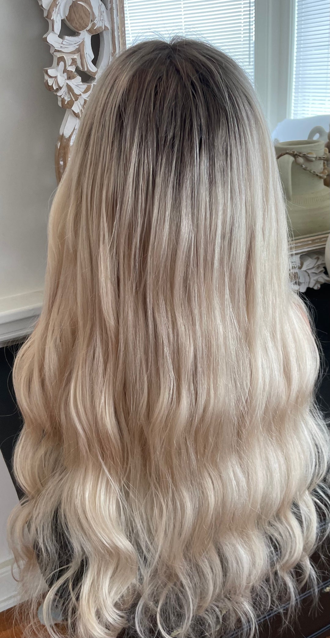 BONITA - Platinum Blonde Wig with Shadow Roots - HD Lace Wig – 100% Human Hair, Natural Hairline