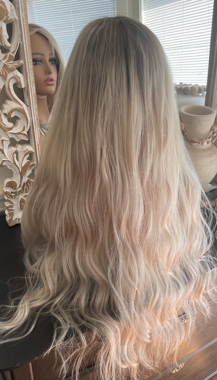 BONITA - Platinum Blonde Wig with Shadow Roots - HD Lace Wig – 100% Human Hair, Natural Hairline