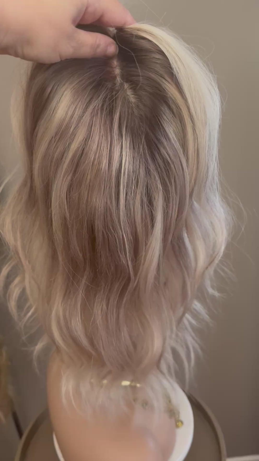 Mono Top - Full Volume Topper - European Human Hair - Ashy Light Brown/Blonde
