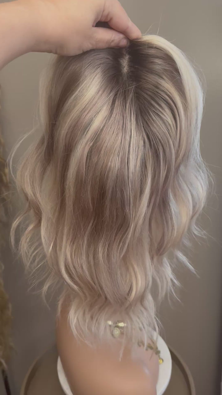 Mono Top - Full Volume Topper - European Human Hair - Ashy Light Brown/Blonde
