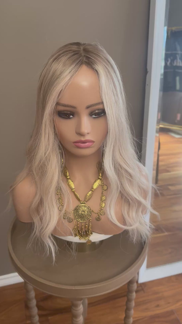 Silk Base Topper - Dimensional Cool Blonde with Shadow Root - European Hair