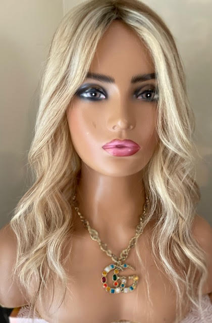 Full Volume Hair Topper - 16"-18" European Luxury Layered Full Volume Hair Topper - Light Cool Blonde & Lowlights