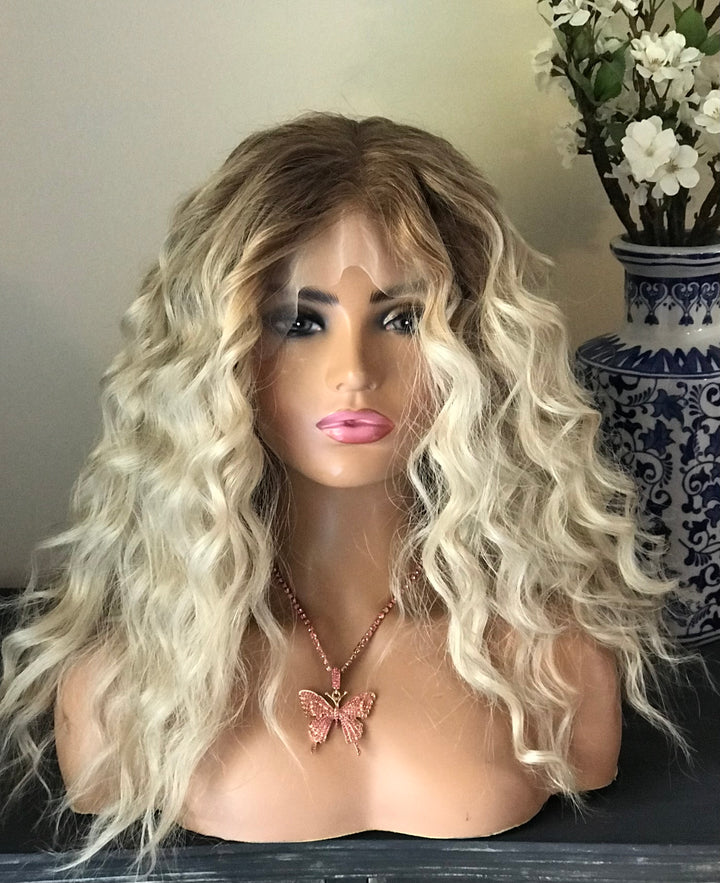 Curly Blonde HD Front Lace Wig Glueless Cap