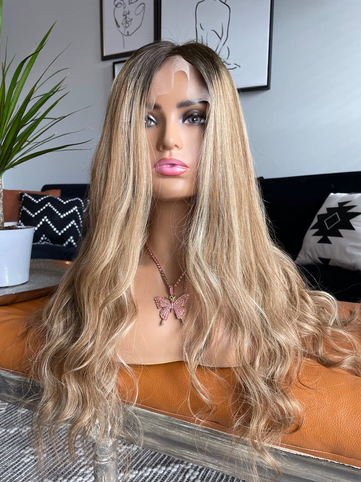 Budget Beauty Wigs Collection - Dark Blonde Rooted - HD Lace Front Wig